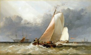 Voilier hollandais naviguant sur le Zuiderzee (Hollande)