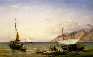 Pêcheurs entretenant leurs filets - Edward William Cooke