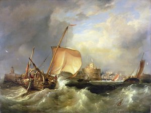 Bateau Harengier Français Entrant dans le Port de Havre de Grâce - Edward William Cooke