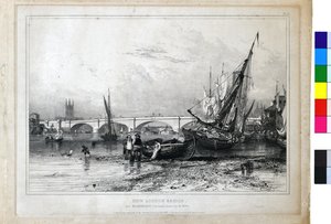 Nouveau pont de Londres depuis Billingsgate (basse mer) - Edward William Cooke
