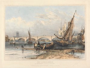 Nouveau pont de Londres depuis Billingsgate (marée basse) - Edward William Cooke