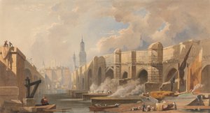 Ancien et nouveau pont de Londres - Edward William Cooke