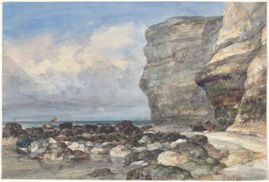 La plage rocheuse et les falaises à Fécamp - Edward William Cooke