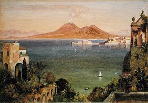 Vésuve et Castel del Oro, Naples, vus de la Villa Cedroni, Posillippo - Edward William Cooke
