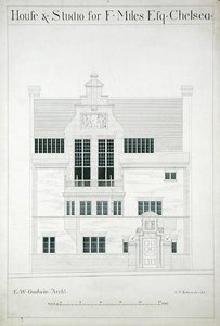 Maison et studio pour F. Miles Esq, Chelsea, gravé par C.P. Edwards - Edward William after Godwin