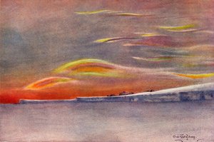 Nuages iridescents : vue vers le nord depuis le cap Evans, 1911, 1913