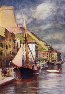 Corse : Le port, Bonifacio (lithographie en couleur) - Edwin Arthur Norbury