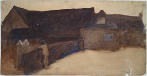 Une cour de ferme - Edwin Austin Abbey