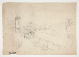 Scène de chargement de barge à une rivière - Edwin Austin Abbey