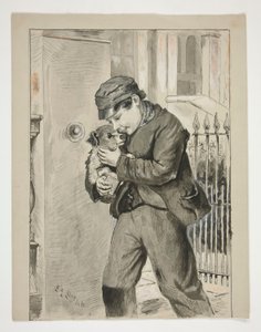 Garçon avec chiot