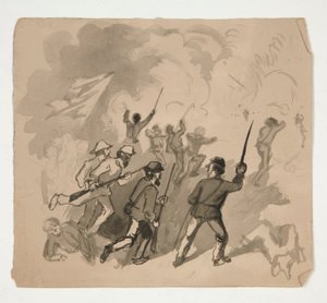Scène de bataille de la guerre civile (recto); Illustration non identifiée d