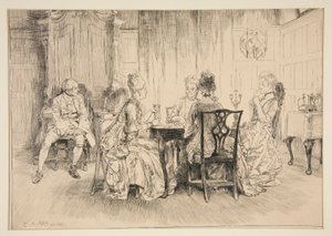 Scène de dîner - illustration pour Austin Dobson - Edwin Austin Abbey