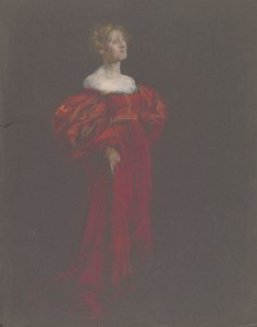 Figure féminine en bleu et rose - Edwin Austin Abbey