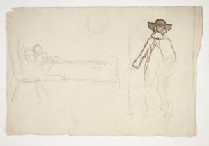 Figure au lit, homme entrant dans la chambre - illustration non identifiée - Edwin Austin Abbey
