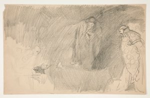 Figure en repos, croquis pour une pièce de Shakespeare non identifiée - Edwin Austin Abbey