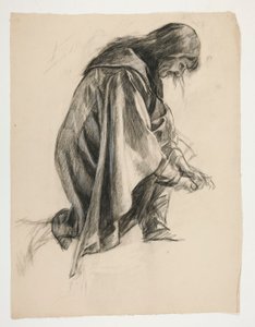 Étude de figure pour Sir Lancelot et Sir Bors équipant Galahad de ses éperons, de La Quête du Saint Graal (deuxième d