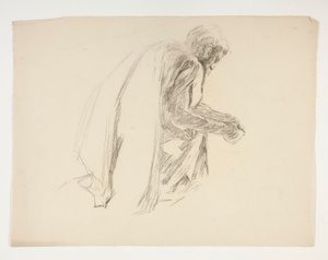 Étude de figure pour Sir Lancelot et Sir Bors équipant Galahad de ses éperons, de La Quête du Saint Graal (deuxième d