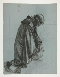 Étude de figure pour Sir Lancelot et Sir Bors équipant Galahad de ses éperons, de La quête du Saint Graal (deuxième d