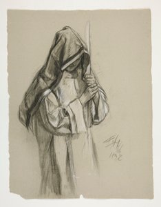 Étude de figure pour Sir Lancelot et Sir Bors équipant Galahad de ses éperons, de La Quête du Saint Graal (deuxième d