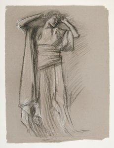 Étude de figure pour le Château des Demoiselles (?), de La Quête du Saint Graal (une série de 15 peintures pour la Bibliothèque publique de Boston, achevée en 1901) - Edwin Austin Abbey