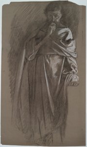 Étude de figure, homme tenant une robe