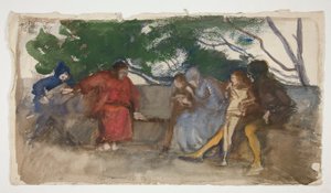 Figures assises le long d