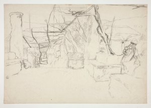 Figures marchant parmi de vieilles ruines (?) - (illustration non identifiée) - Edwin Austin Abbey