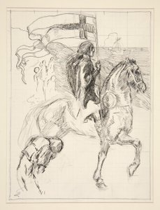 Galahad Part, étude pour La Quête du Saint Graal (série de quinze peintures pour la Bibliothèque publique de Boston, achevée en 1901) - Edwin Austin Abbey