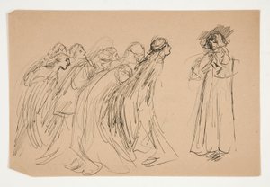 Galahad et les Vertus Captives, étude pour La Quête du Saint Graal (série de quinze peintures pour la bibliothèque publique de Boston, achevée en 1901) - Edwin Austin Abbey