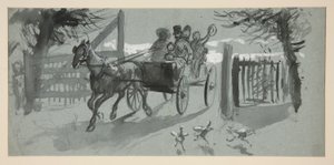 Groupe de personnes dans une charrette ouverte - (illustration non identifiée) - Edwin Austin Abbey