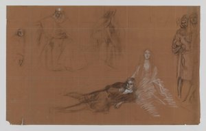 Hamlet - dessins pour la peinture. Acte II, Scène 2 - Edwin Austin Abbey