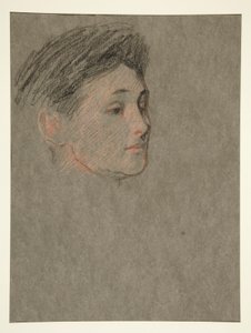 Tête de femme, cheveux noirs, pour le couronnement d