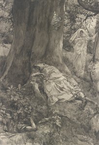 Hermia dans le bois, illustration pour Acte III, Scène ii, Le Songe d