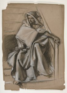 Série du Saint Graal. Étude de figure en capuche. - Edwin Austin Abbey