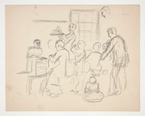 Scène de restaurant intérieur (?) - illustration non identifiée - Edwin Austin Abbey