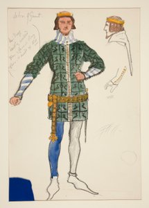 Jean de Gand, croquis de costume pour Henry Irving