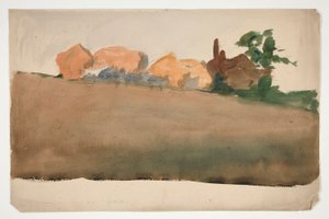 Paysage avec maisons au loin