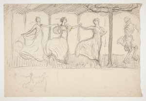Ligne de femmes dansant - (illustration non identifiée)