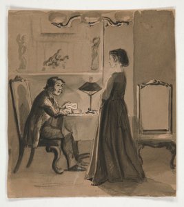 Homme et femme dans un intérieur - illustration non identifiée - Edwin Austin Abbey