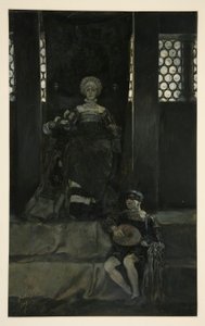 Mariana et garçon chantant - Acte III, Scène I, Mesure pour Mesure - Edwin Austin Abbey