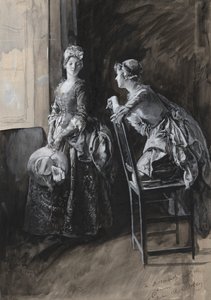 Miss Neville et Miss Hardcastle, illustration pour Oliver Goldsmith - Edwin Austin Abbey