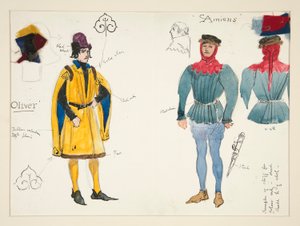 Olivier et Amiens, croquis de costume pour Henry Irving - Edwin Austin Abbey