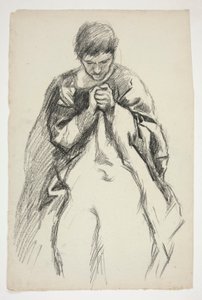 Figure en robe, priant : étude pour la série de fresques La Quête du Saint Graal à la bibliothèque publique de Boston - Edwin Austin Abbey