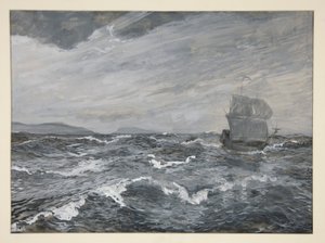 Paysage marin avec voilier - Edwin Austin Abbey