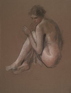 Figure féminine nue assise - Edwin Austin Abbey