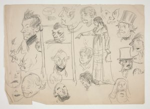 Feuille de croquis de visages - Edwin Austin Abbey