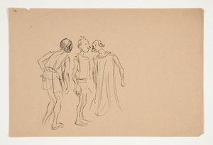 Croquis de trois hommes (étude pour 1937.1072?), de Merchant of Venice - Edwin Austin Abbey