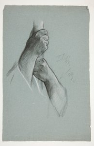 Croquis de deux mains grimpant à un poteau - Edwin Austin Abbey
