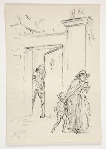 Étude pour .1208 - illustration pour Oliver Goldsmith - Edwin Austin Abbey