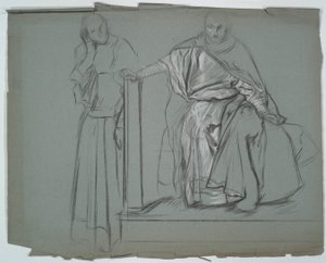 Étude pour le roi et les assistants dans Hamlet - Edwin Austin Abbey